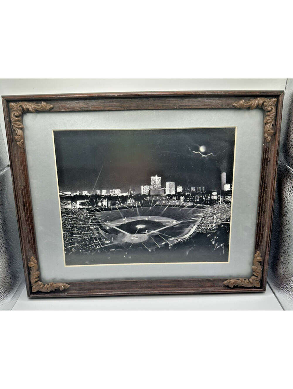 Cubs Wrigley Field FRAMED 14x11 Print BY Scott Mutter "FANS SHED LIGHT" 1999